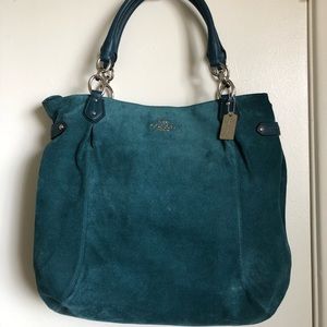 Teal Suede Coach Handbag